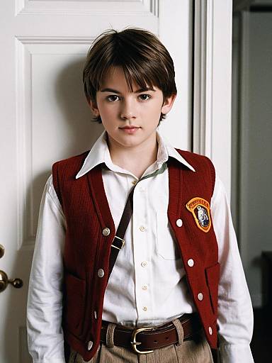 Boy in Red Vest and White Shirt Costume