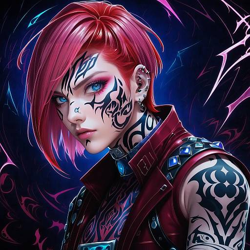 Illustration of Arcane vi, league of legends in the style of Ookuma nekosuke