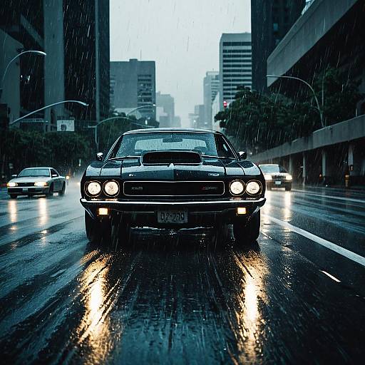 Dynamic Street Racing Under Rainy Skies
