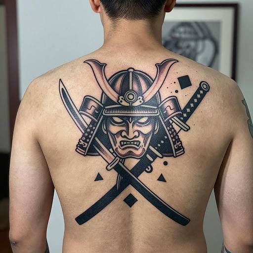 Shirtless Man with Samurai Tattoo