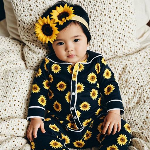 Baby in Sunflower Pajamas and Headband