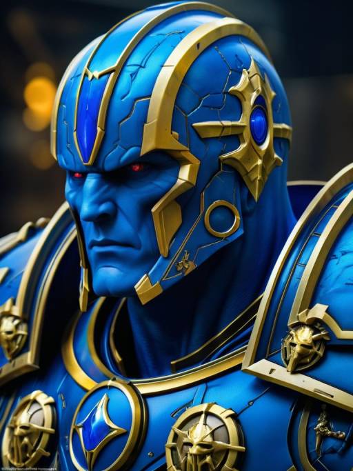 Futuristic Blue Armored Warrior