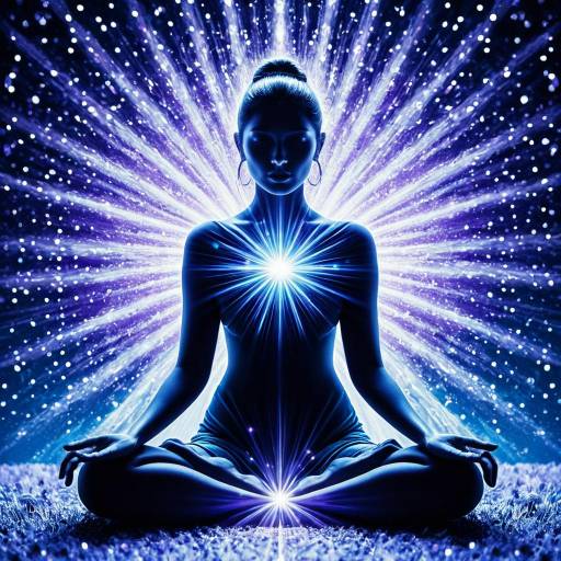 Radiant Meditating Figure with Light Auras