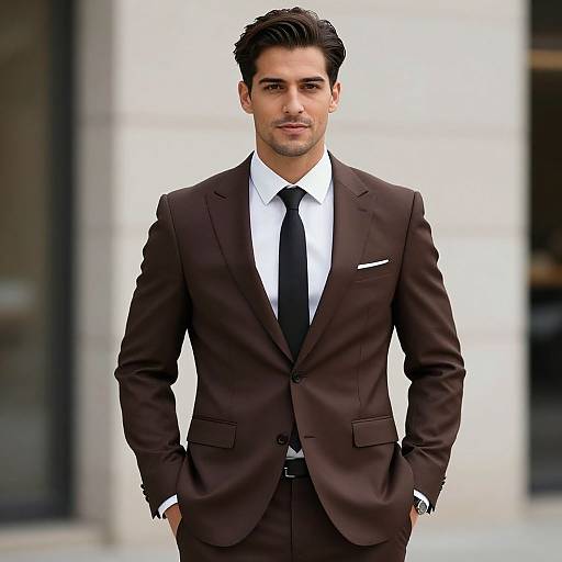 Confident Man in Sharp Brown Suit