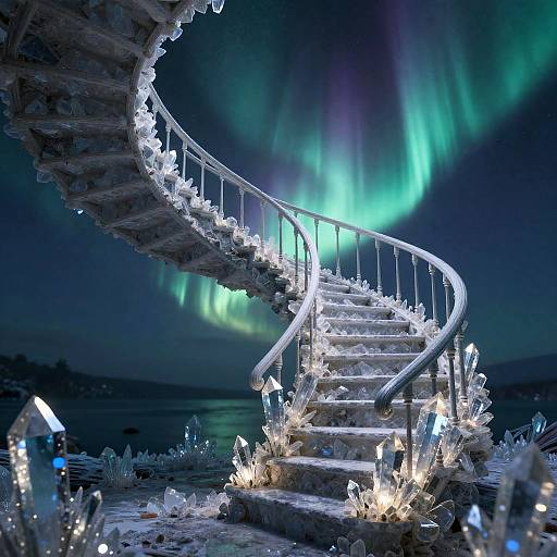 Surreal Glowing Crystal Staircase