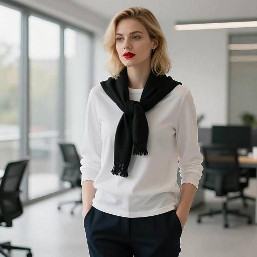 Blonde Woman in Modern Bright Office