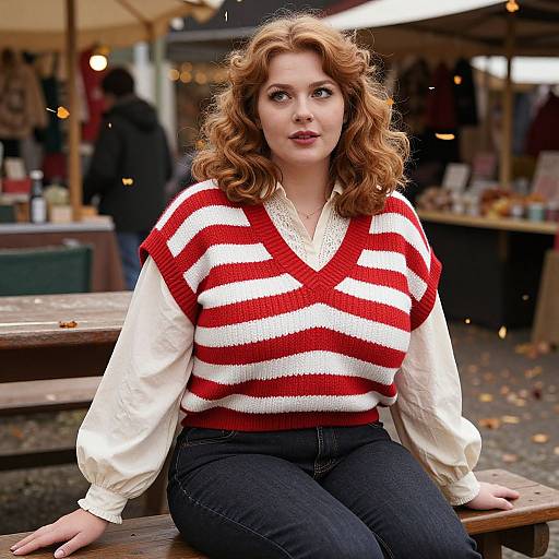 Thoughtful Woman in Autumn Market