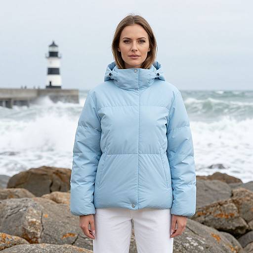 Confident Woman on Moody Rocky Beach
