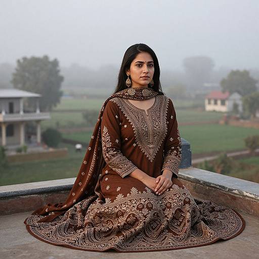 Serene Woman in Traditional Kameez Shalwar