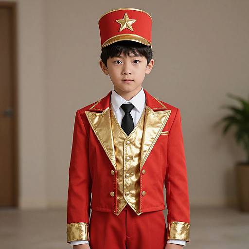 Boy in Red and Gold Ringmaster Costume