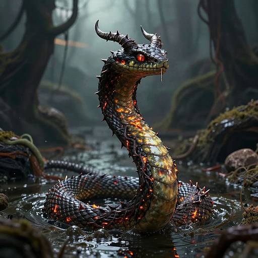 Demonic Spiked Snake in Toxic Swamp