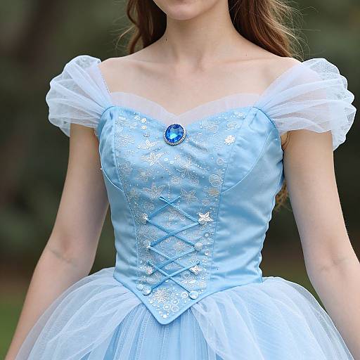 Close-up of Princess Aurora in Blue Dress