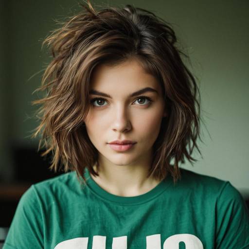 Realistic Blunt Cut Hairstyle Portrait