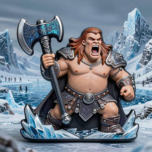 Epic Barbarian Battle Axe Line Art