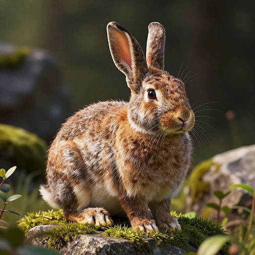 Hyper-Realistic 3D Rabbit on Moss