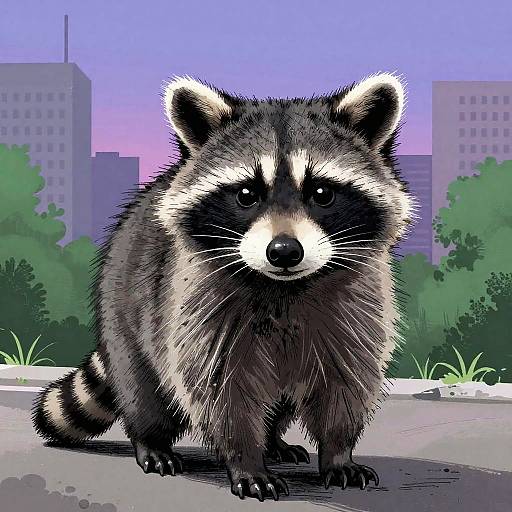 Sly Raccoon Ink Illustration