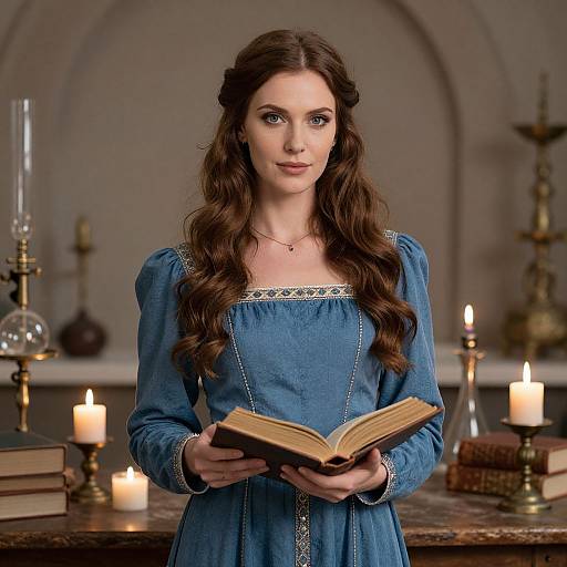 Medieval Alchemist Woman in Laboratory