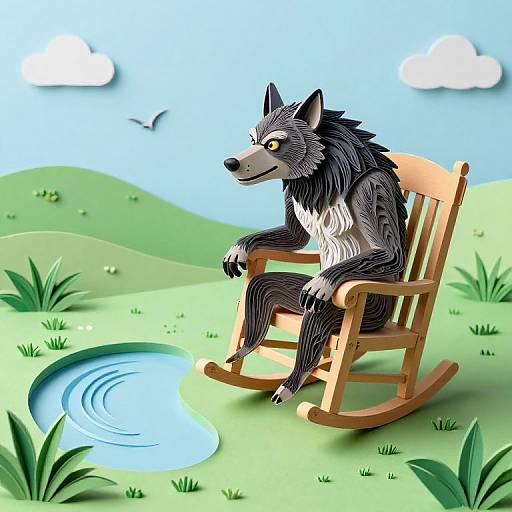 3D Werewolf Scene with Paper Quilling
