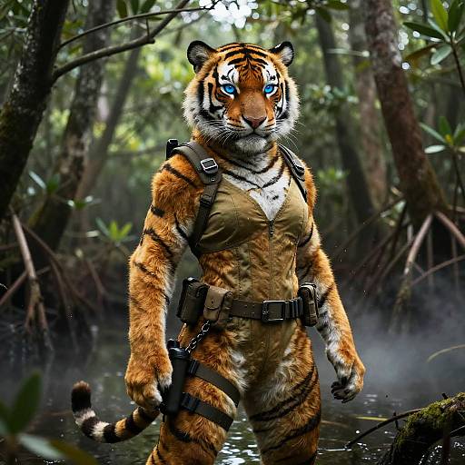 Confident Female Tiger Furry in Mangrove