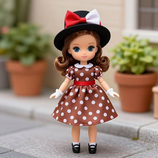 Vintage Female Doll in Polka Dot Dress