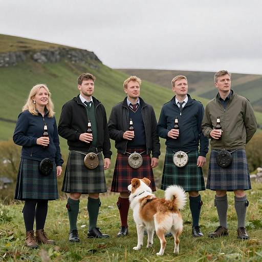 Outdoor Gathering with Kilts and Beer