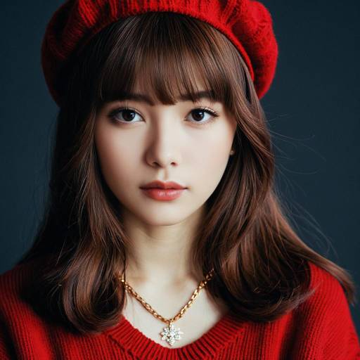 Chic K-Pop Girl in Red Beret