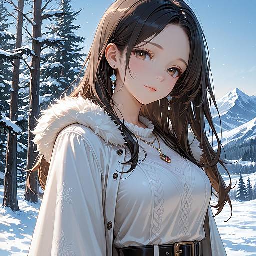 Anime Girl in Winter Landscape