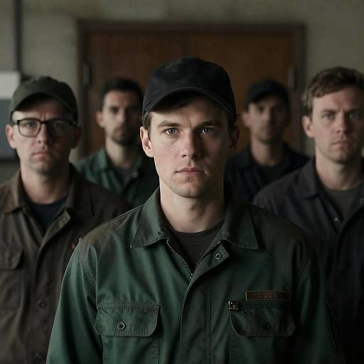 Group of Men in Industrial Uniforms