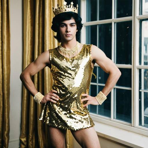 Elegant Male Dance Costume in Gold Sequins