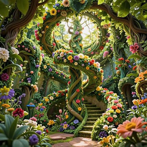 Vine Spiral Staircases in Magical Garden