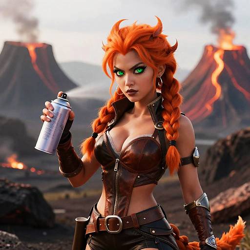 Fierce Dragon Lady Warrior Illustration