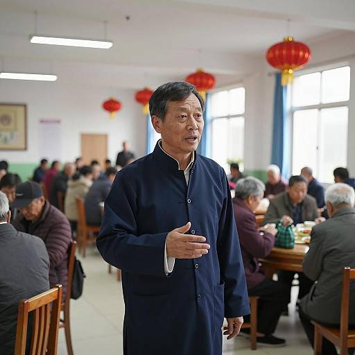 Mid-Aged Asian Man in Traditional Outfit