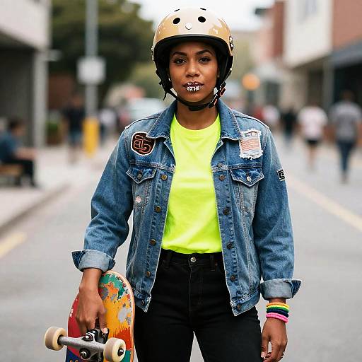 Neon Portrait of Trans Femme Skateboarder