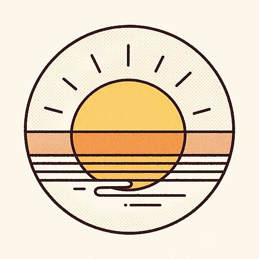 Hand-Drawn Retro Halftone Sunset