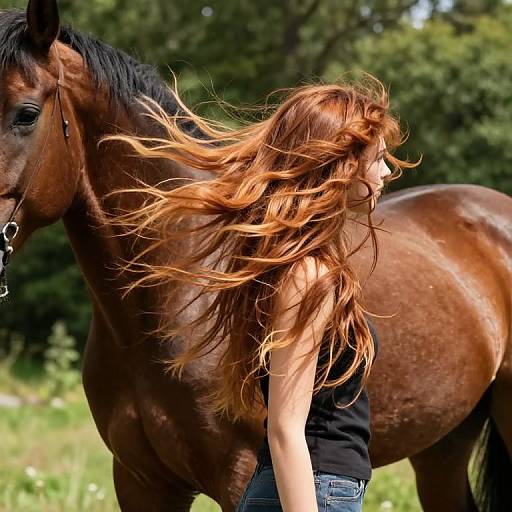 Vibrant Horse Girl in Forest