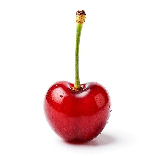 Glossy Red Cherry Close-Up Photo