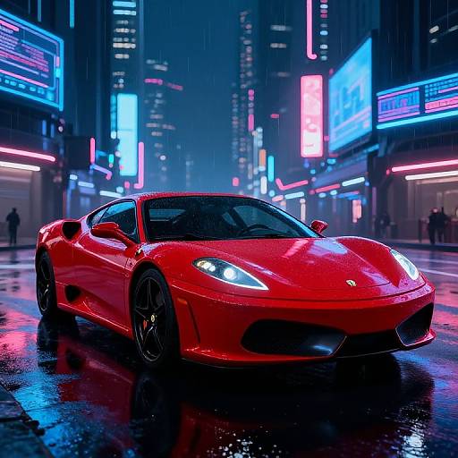 F430 Sports Car in Neon Cybercity