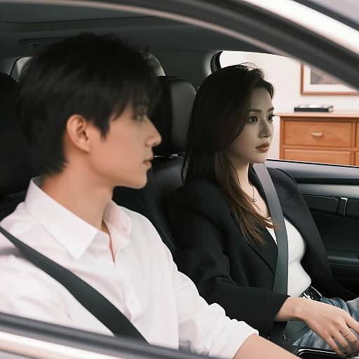 Candid Couple in Car Portrait