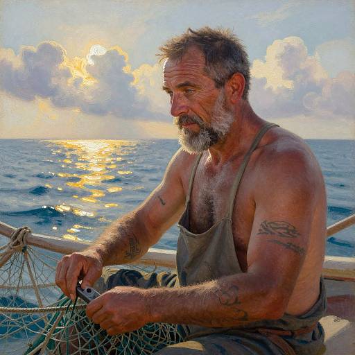 Ultra-Realistic Fisherman Portrait at Dawn