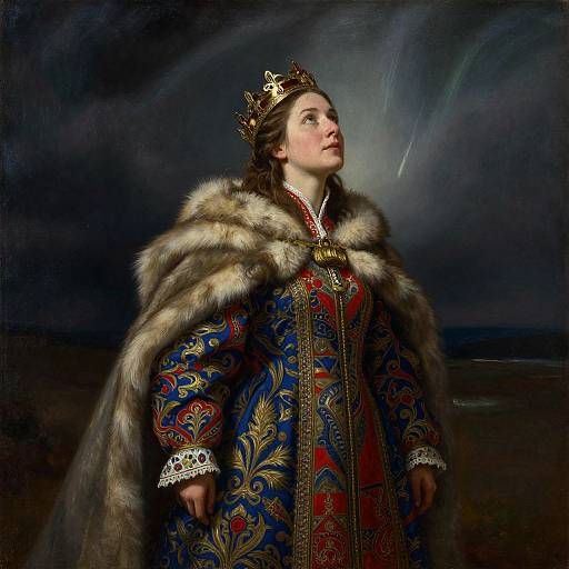 Regal Faroese Woman Under Aurora