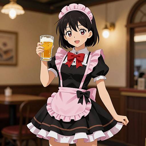 Anime Woman in French Sissy Maid Costume