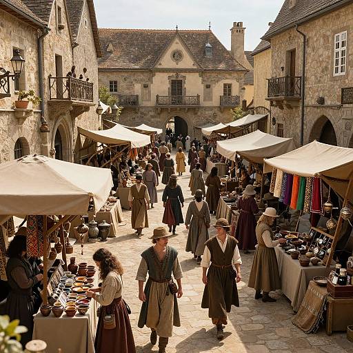 Bustling Medieval Market Square