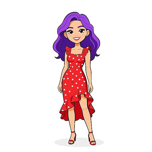 Playful Summer Woman in Red Dress