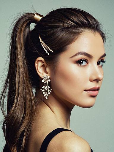 Realistic Portrait of Girl with Hair Clip