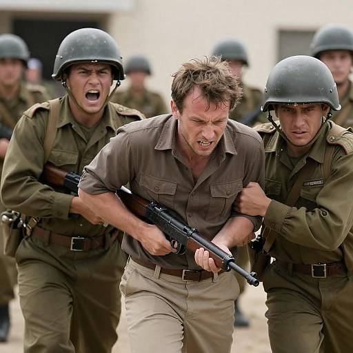 Intense Military Encounter with Captured Man