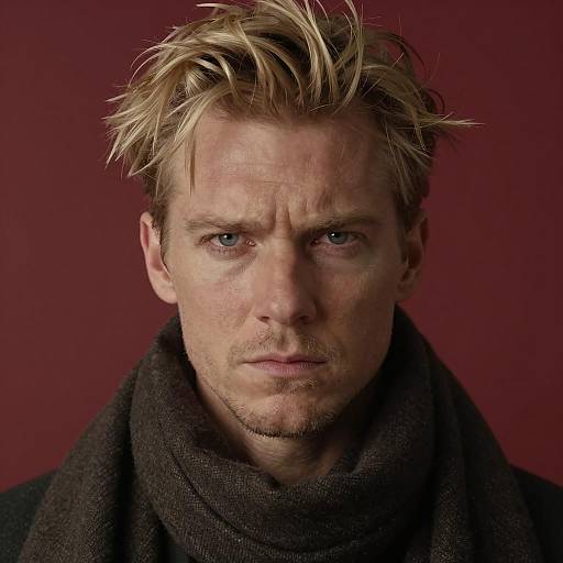 Intense Man with Messy Blonde Hair