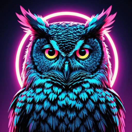 Neon Vaporwave Owl Portrait