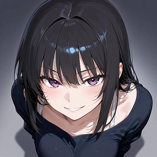 Mysterious Girl with a Smirk in Shadows