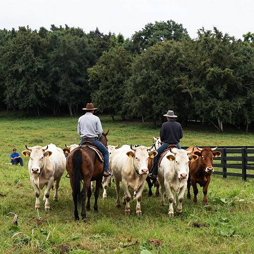 Countryside Scene with Cattle and Riders