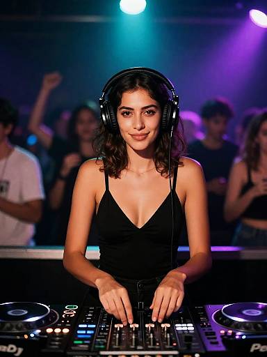 Confident Female DJ Performing in Club